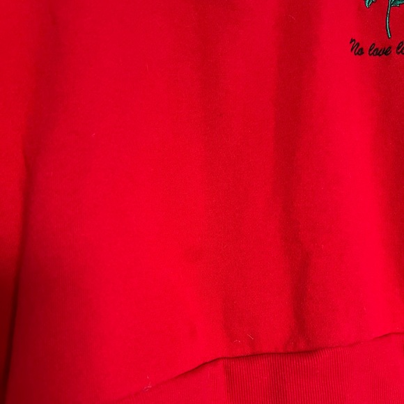 S/M “No love lost” red cropped zip up sweatshirt. No tag, thrifted. embroidered. - Picture 3 of 3